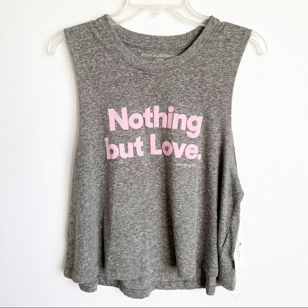 Spiritual Gangster Nothing But Love Crop Tank Gray Pink XL